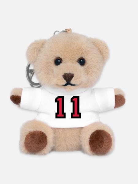 The number 11 - number eleven - Teddy Keyring - white