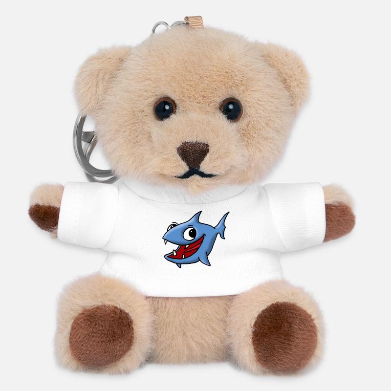 Blue Fish - Teddy Keyring - white