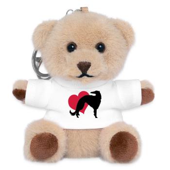 Borzoi my love - Teddy Keyring - white - Front