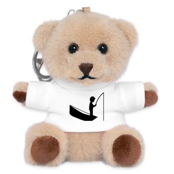 Eine Junge mit einer Angel - Teddy Schlüsselanhänger - Weiß - Vorne