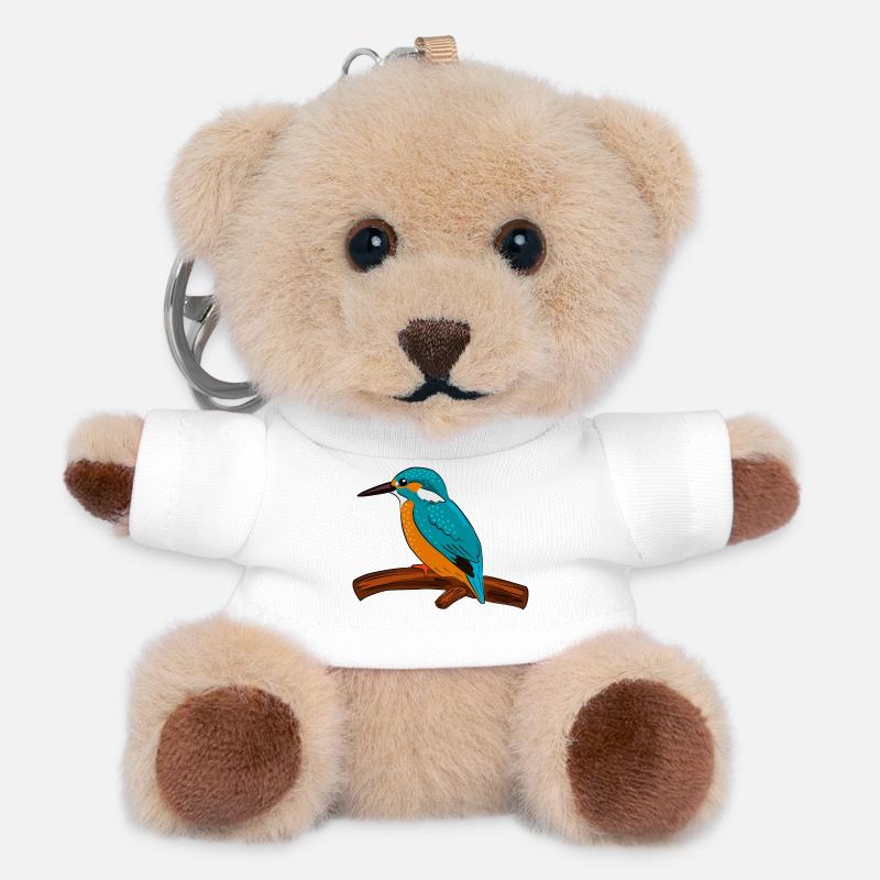 eisvogel vogel bunt - Teddy Schlüsselanhänger - Weiß