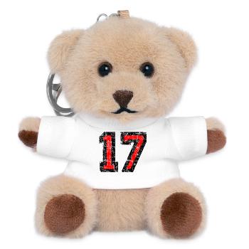 Zahl 17 (Vintage Rot) 17. Geburtstag Nr. 17 - Teddy Schlüsselanhänger - Weiß - Vorne