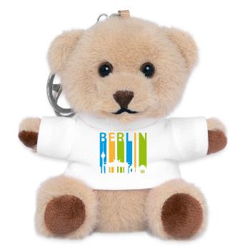 Berliner Schiftzug mit Silhouette - Teddy Schlüsselanhänger - Weiß - Vorne