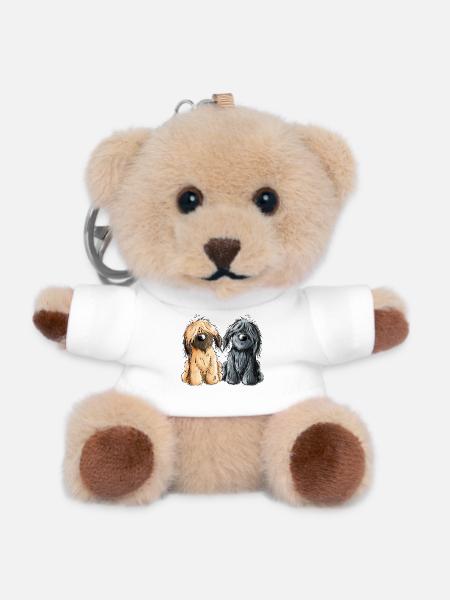 Briard Duo - Schwarz - Fauve - Hund - Geschenk - Teddy Schlüsselanhänger - Weiß