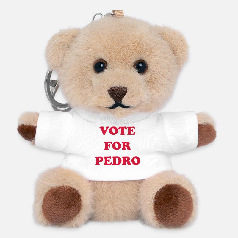 Votez pour Pedro - Porte-clés ourson - blanc
