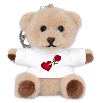 Dart arrow with rose and heart as a target - Teddy Keyring - white - Front
