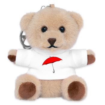 Red umbrella - Teddy Keyring - white - Front
