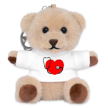 Herz-Stethoskop - Teddy Schlüsselanhänger - Weiß - Vorne