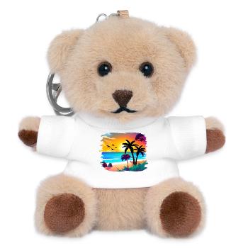Summer Sunset Beach Watercolor - Teddy Keyring - white - Front