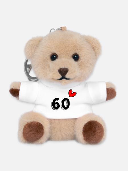 60. 60 JAHRE. 60-JÄHRIGES JUBILÄUM. 60. GEBURTSTAG. - Teddy Schlüsselanhänger - Weiß