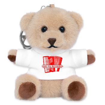 Love my Accordion - Teddy Keyring - white - Front
