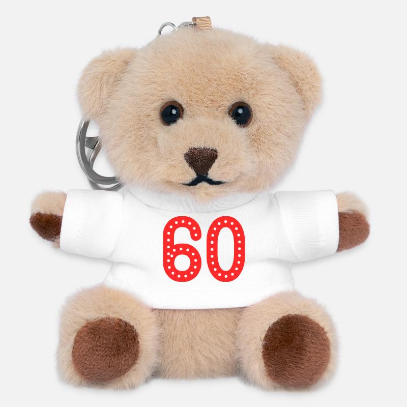 60. 60 ANS. 60e ANNIVERSAIRE. ANNIVERSAIRE 60 ANS. - Porte-clés ourson - blanc