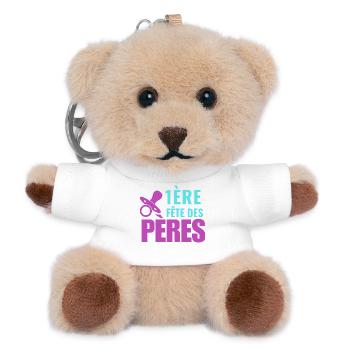 1ère fête des pères - Porte-clés ourson - blanc - Devant