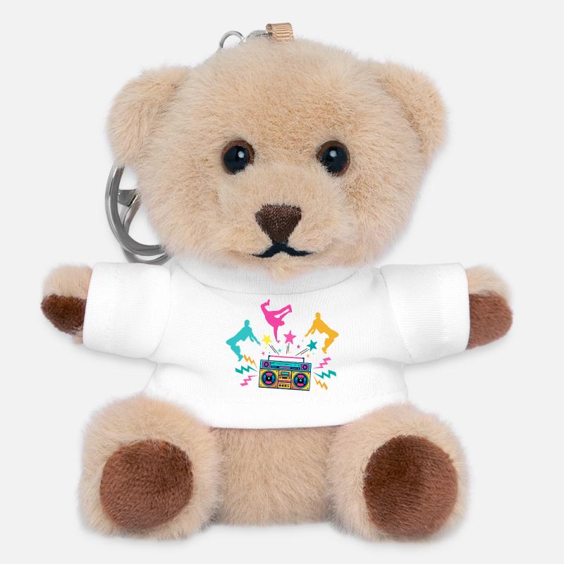 Boombox Neon Dancing Silhouettes - Teddy Keyring - white