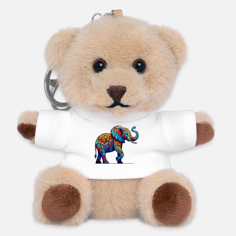 Elefant - Teddy Schlüsselanhänger - Weiß