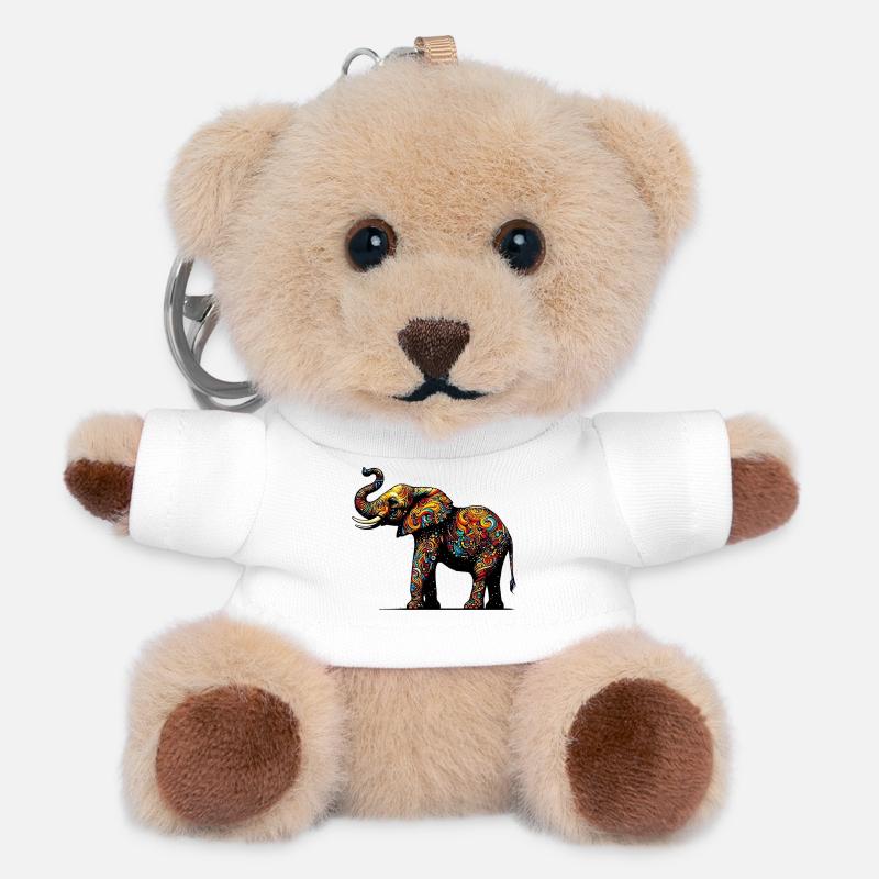Elefant - Teddy Schlüsselanhänger - Weiß