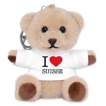 I LOVE SUISSE Switzerland Schweiz - Teddy Schlüsselanhänger - Weiß - Vorne
