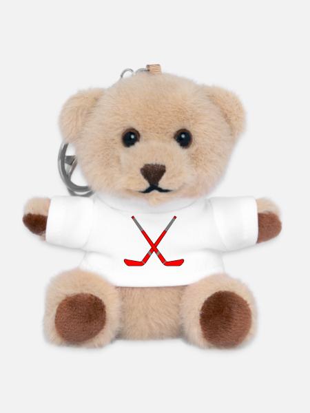 Bâtons de hockey croisés - Porte-clés ourson - blanc