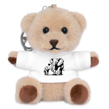 Elefanten Mama Baby Muttertag Geschenkidee - Teddy Schlüsselanhänger - Weiß - Vorne