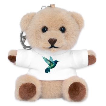 Aquarellierter Kolibri im Flug - Teddy Schlüsselanhänger - Weiß - Vorne