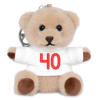 40. 40 ANS. 40e ANNIVERSAIRE. ANNIVERSAIRE 40 ANS. - Porte-clés ourson - blanc - Devant