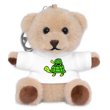 2 Schildkröten Huckepack Mama Papa Kind reiten süß - Teddy Schlüsselanhänger - Weiß - Vorne