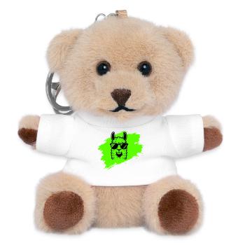 Llama or alpaca with sunglasses in neon style - Teddy Keyring - white - Front