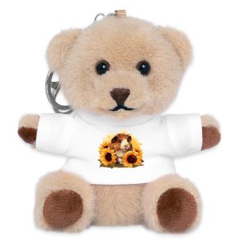 playful guinea pig motif with sunflowers - Teddy Keyring - white - Front