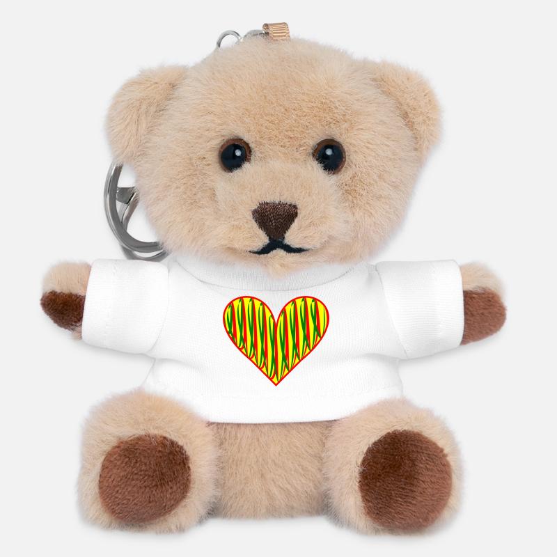Abstract heart with colorful pattern - Teddy Keyring - white