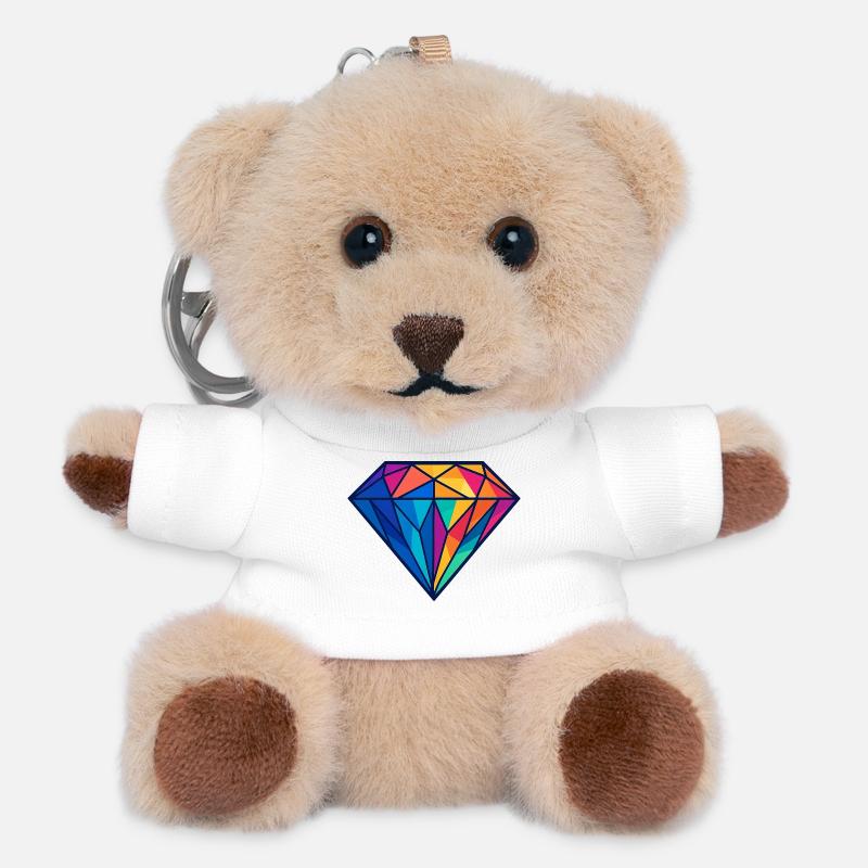 Geometric Diamond | Colorful/rainbow design - Teddy Keyring - white