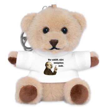 Sterner Redner Sepia-Linienzeichnung - Teddy Schlüsselanhänger - Weiß - Vorne
