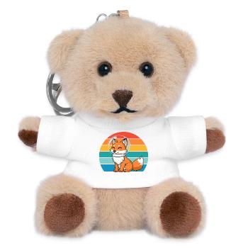 Astronauten Retro Raubtier Rotfuchs Fuchsliebhaber - Teddy Schlüsselanhänger - Weiß - Vorne
