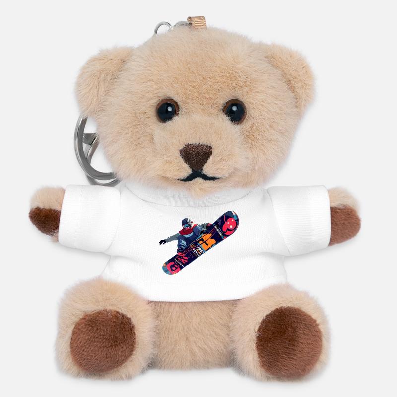 snowboard - Teddy Keyring - white