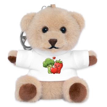 Love Veggie Kawaii Broccoli Strawberry - Teddy Keyring - white - Front
