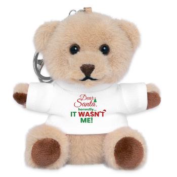 Dear Santa – Honestly, it wasn't me! - Teddy Keyring - white - Front