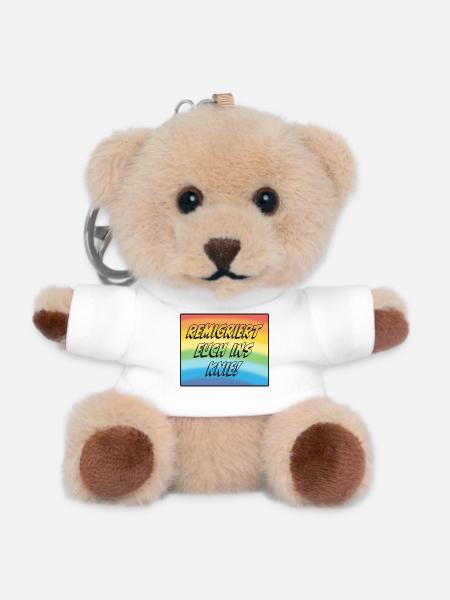 Remigriert Euch Ins Knie! - Teddy Schlüsselanhänger - Weiß