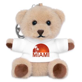 Miami Sonnenuntergang Palmen - Teddy Schlüsselanhänger - Weiß - Vorne