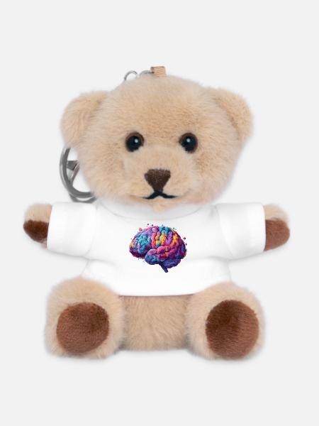 Un cerveau coloré de neurodiversité dans Colored Kun - Porte-clés ourson - blanc