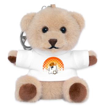 Howdy Cowboy Ghost Funny Halloween Retro Sunset - Teddy Keyring - white - Front