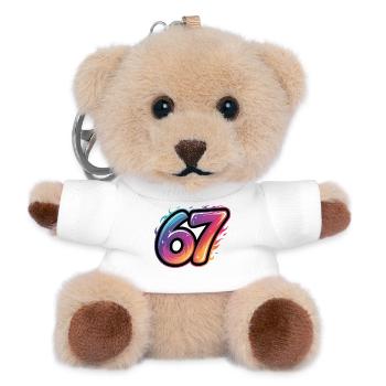 67 - T-shirt Funny Six Seven - Porte-clés ourson - blanc - Devant