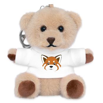 Rotes Panda-Gesicht niedliche Kawaii-Tierkunst - Teddy Schlüsselanhänger - Weiß - Vorne