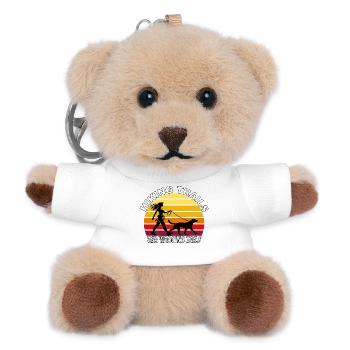 Hiking Trails and Wagging Tails Retro - Teddy Keyring - white - Front