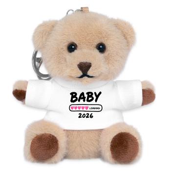 Baby Loading 2026 Schwangerschaft Eltern - Teddy Schlüsselanhänger - Weiß - Vorne