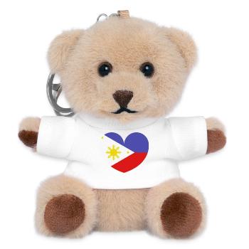 Drapeau du cœur des Philippines - Porte-clés ourson - blanc - Devant