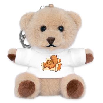Pizza Capybara auf dem Sofa - Teddy Schlüsselanhänger - Weiß - Vorne