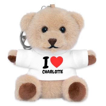 Red Heart I Love Charlotte - Teddy Keyring - white - Front