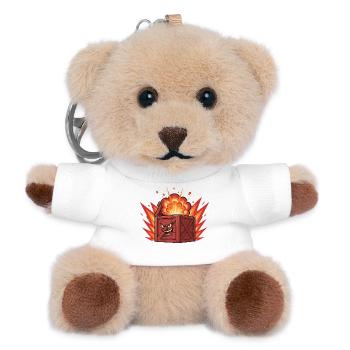 Exploding wooden box with a grim face - Teddy Keyring - white - Front