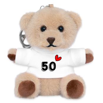 50. 50 ANS. 50e ANNIVERSAIRE. ANNIVERSAIRE 50 ANS. - Porte-clés ourson - blanc - Devant