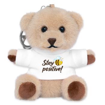 Restez positifs, Joyeuse abeille, bonne humeur. - Porte-clés ourson - blanc - Devant