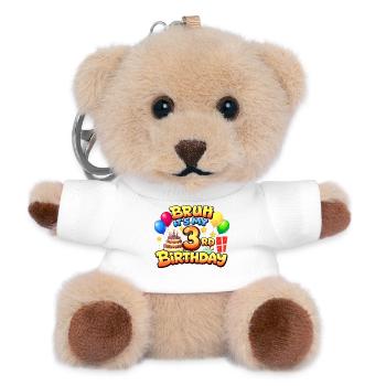 3rd birthday shirt 3rd birthday gift boy girl 3rd - Teddy Keyring - white - Front